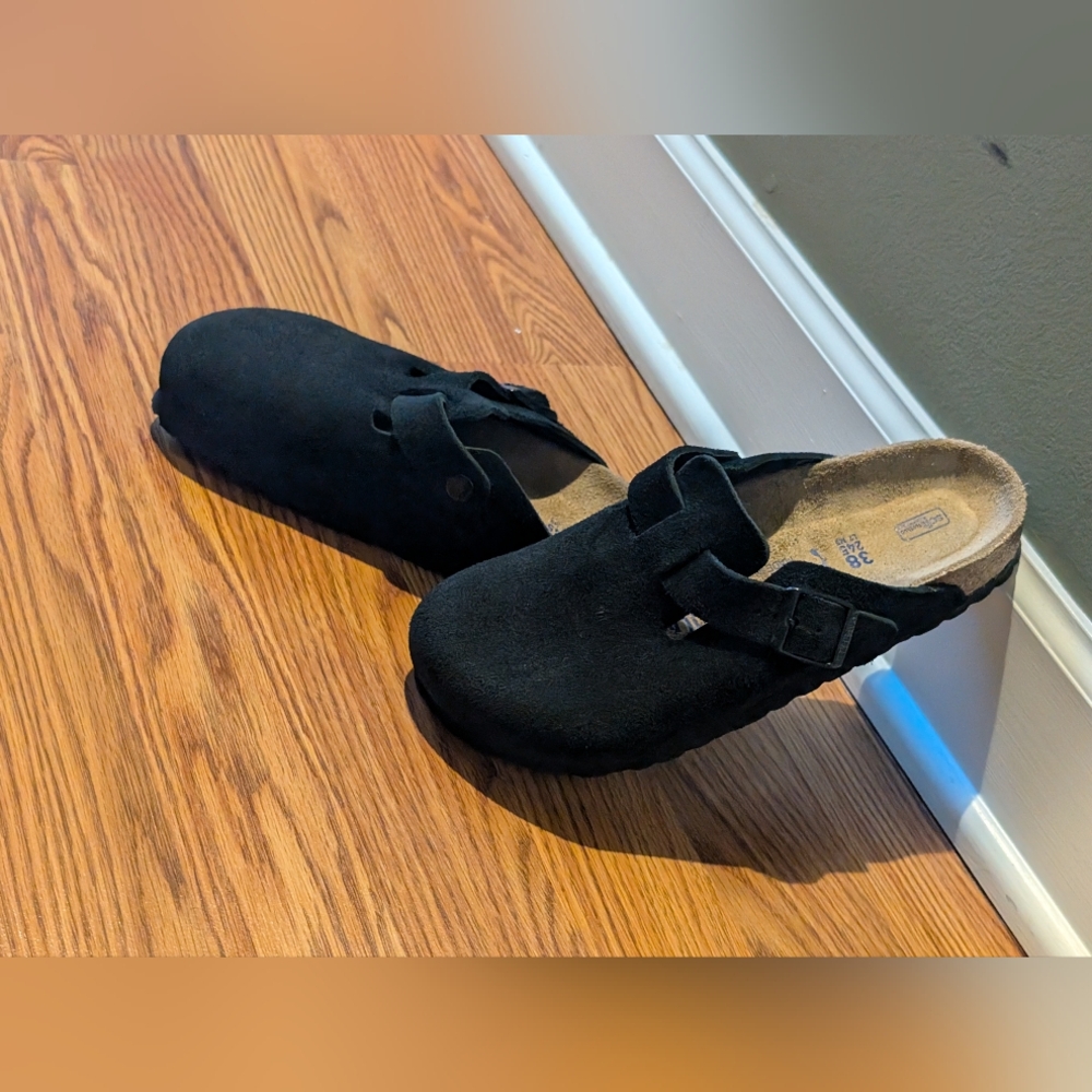 Birkenstock Boston Soft FootbedSuede Leather - Black - Picture 6 of 14